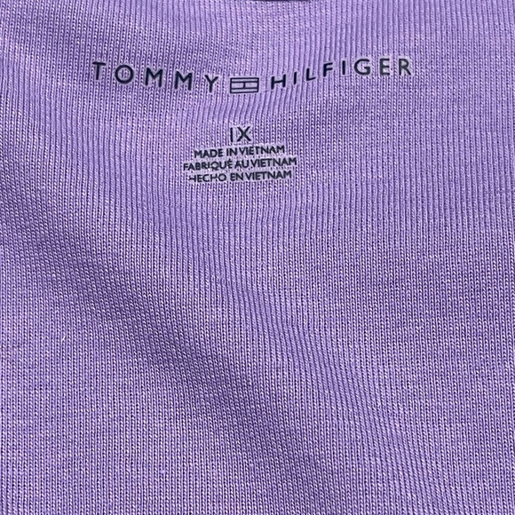 TOMMY HILFIGER COTTON T-SHIRT V-NECK WOMEN SHORT SLEEVES PURPLE COLOR SIZE 1X - Picture 4 of 7